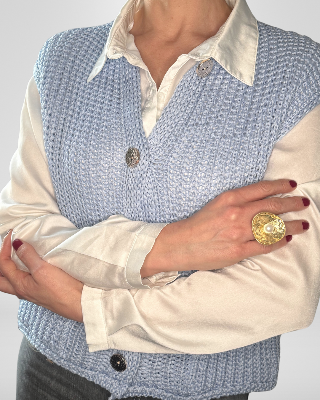 Gilet Con Bottoni In Oro